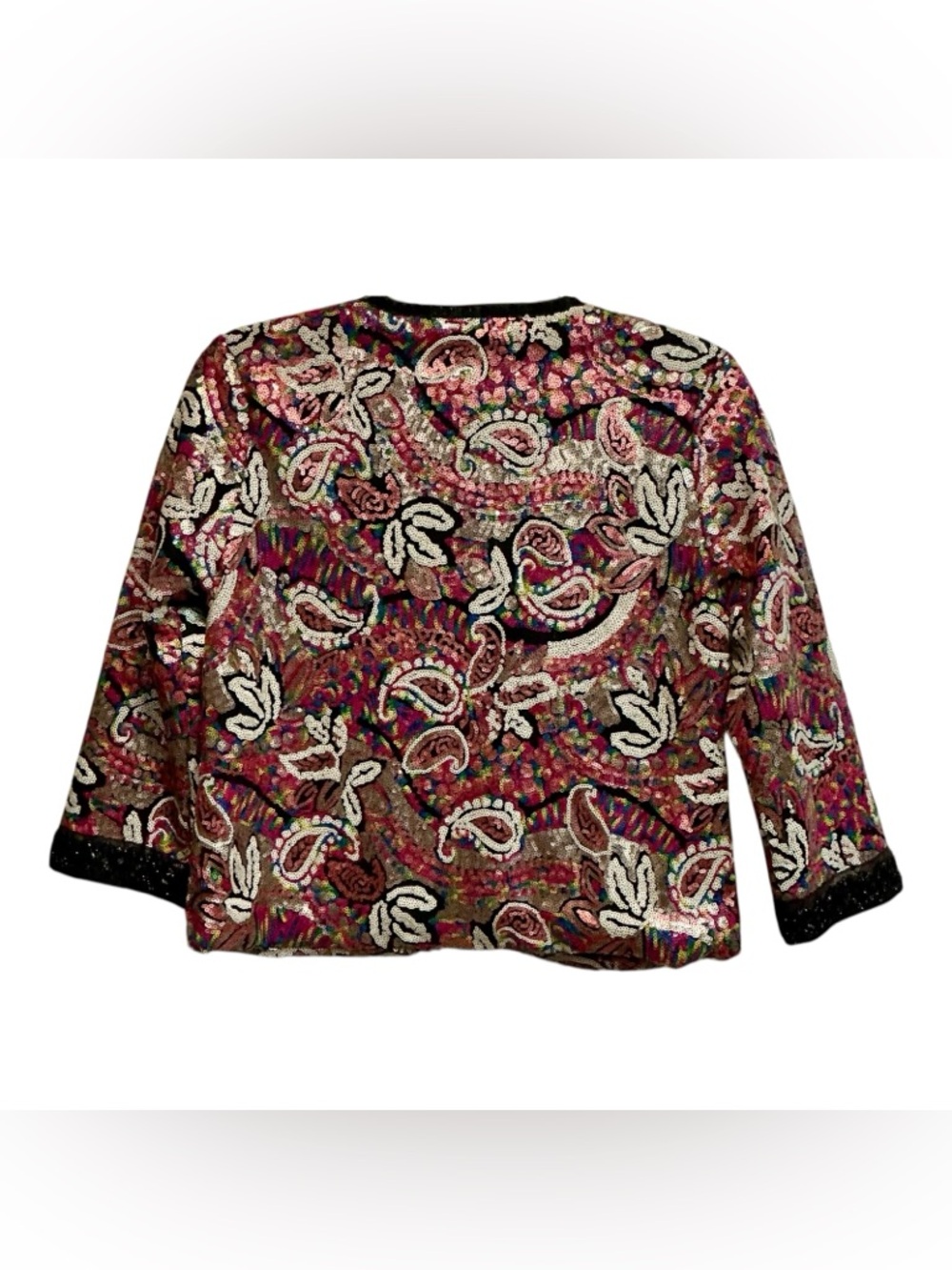 Vintage Michael Simon Sequin Paisley Jacket Art to Wear Glam Luxe Cropped Small - Picture 2 of 5
